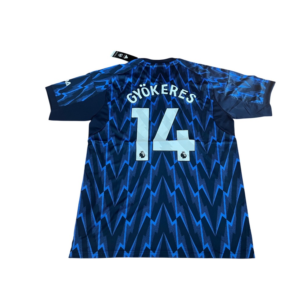 Adidas Arsenal 2025/2026 Away Jersey Gyokeres 14 Blue Zigzag Slim Fit XL New